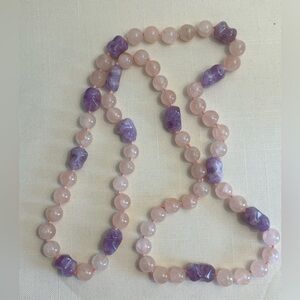 Rose Quartz and Amethyst Necklace 32”